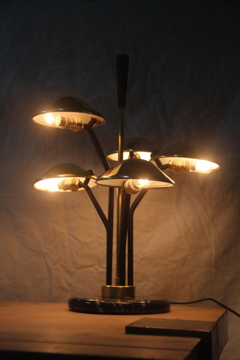 Modern Table Lamp Black and Gold Brass Many Mushroom Inspired Midcentury In Excellent Condition For Sale In Palermo, Sicily