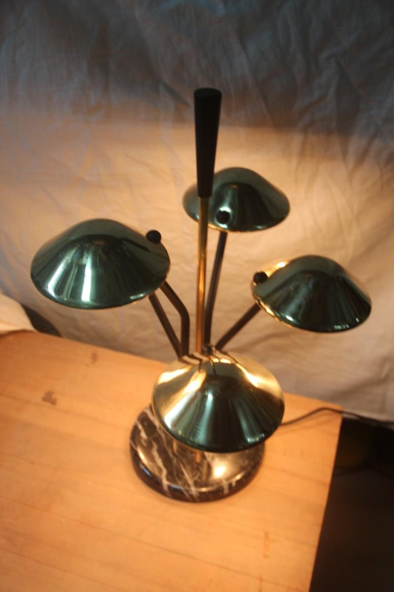 Contemporary Modern Table Lamp Black and Gold Brass Many Mushroom Inspired Midcentury For Sale