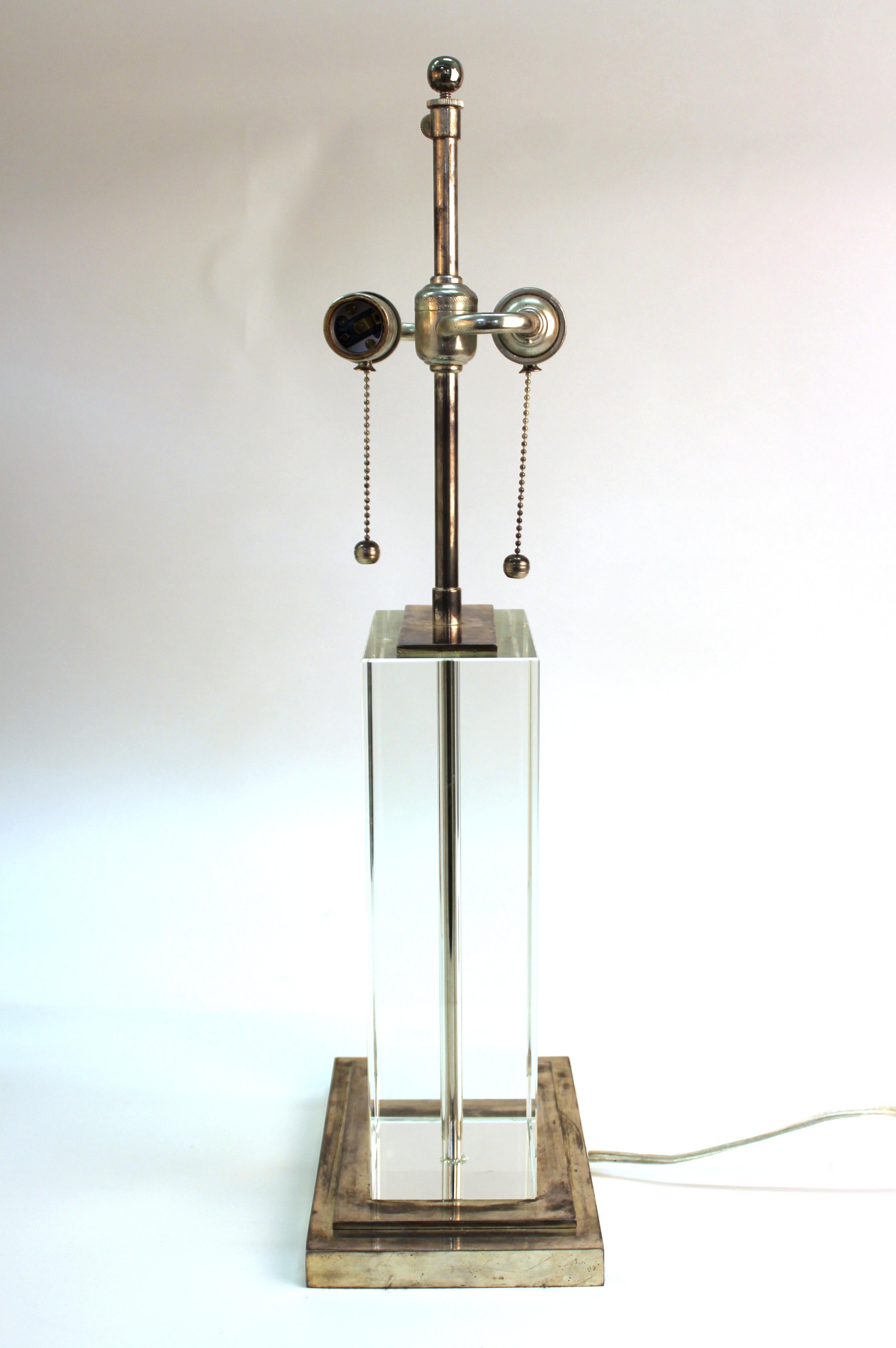 American Modern Table Lamp in Chrome and Clear Glass For Sale
