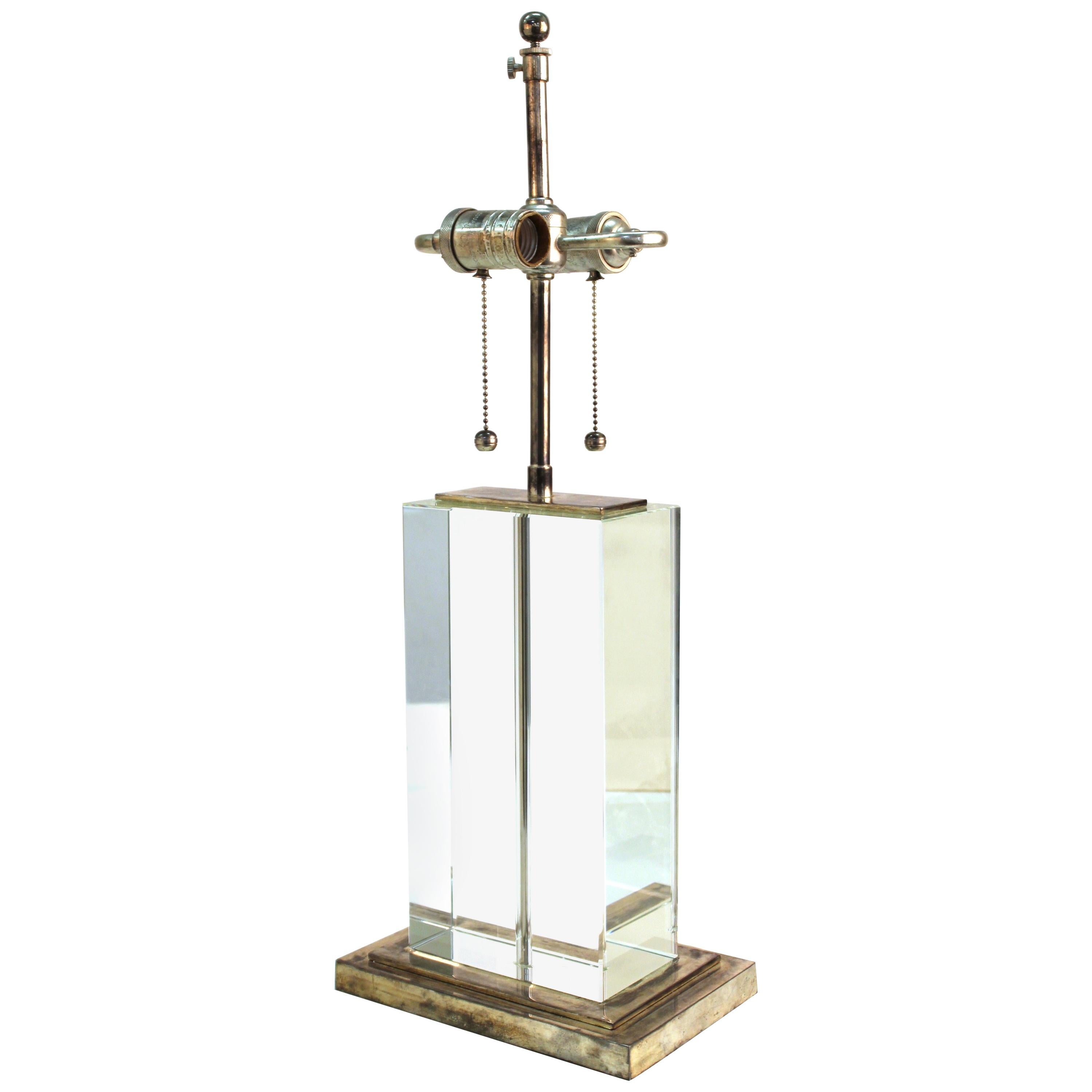 Modern Table Lamp in Chrome and Clear Glass For Sale