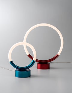 Modern table lamp Loop, Matt Metallic blue frame, Made In Italy