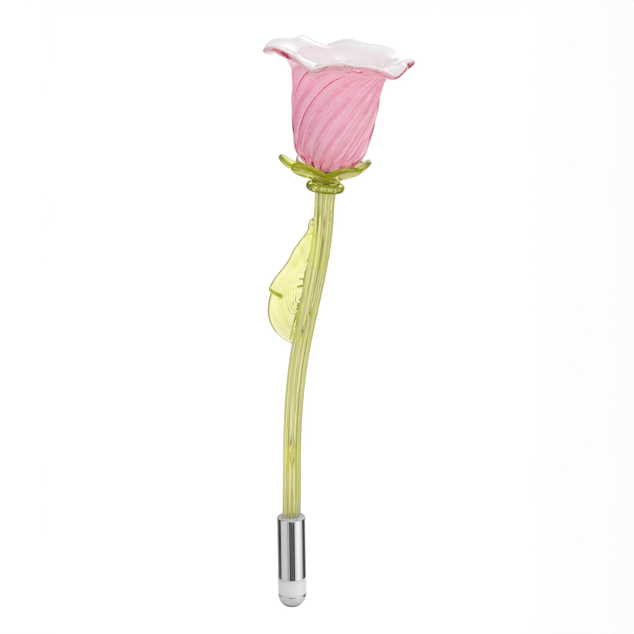 Moderne Tischlampe Murano Glas Blume Alessandra Baldereschi Handmade (Pulverbeschichtet) im Angebot