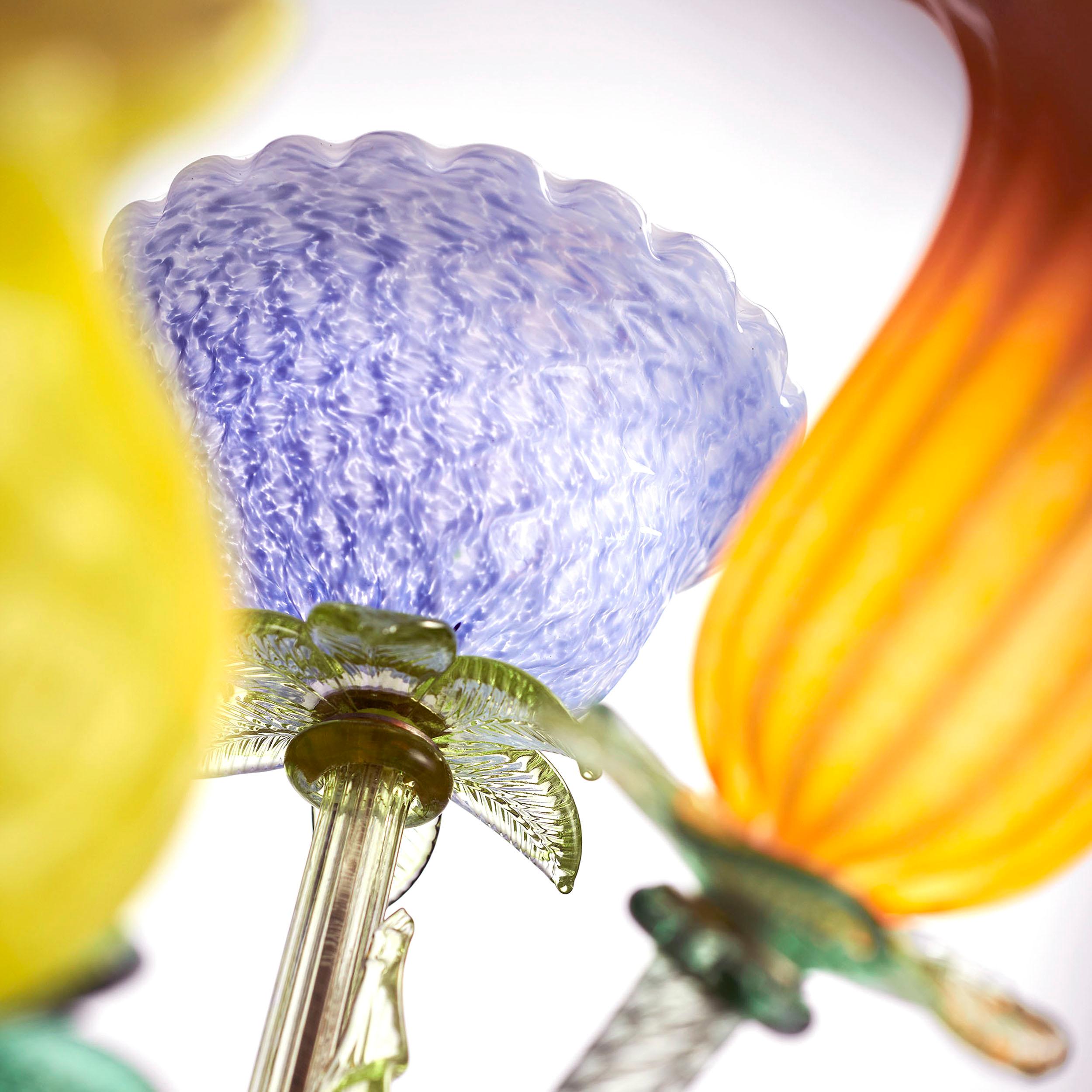 Moderne Tischlampe Murano Glas Blume Alessandra Baldereschi Handmade (Metall) im Angebot