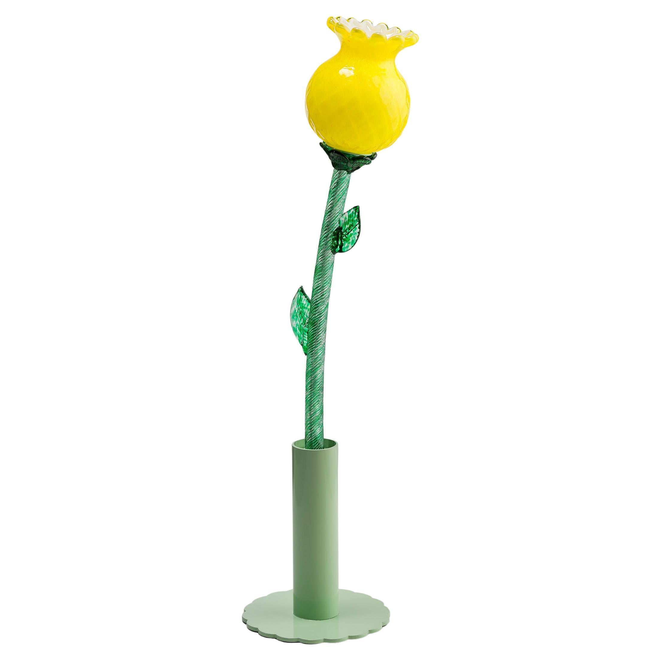 Modern Table Lamp Murano Glass Flower Alessandra Baldereschi Handmade For Sale