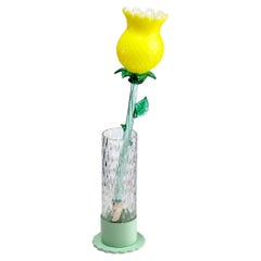 Moderne Tischlampe Murano Glas Blume Alessandra Baldereschi Handmade