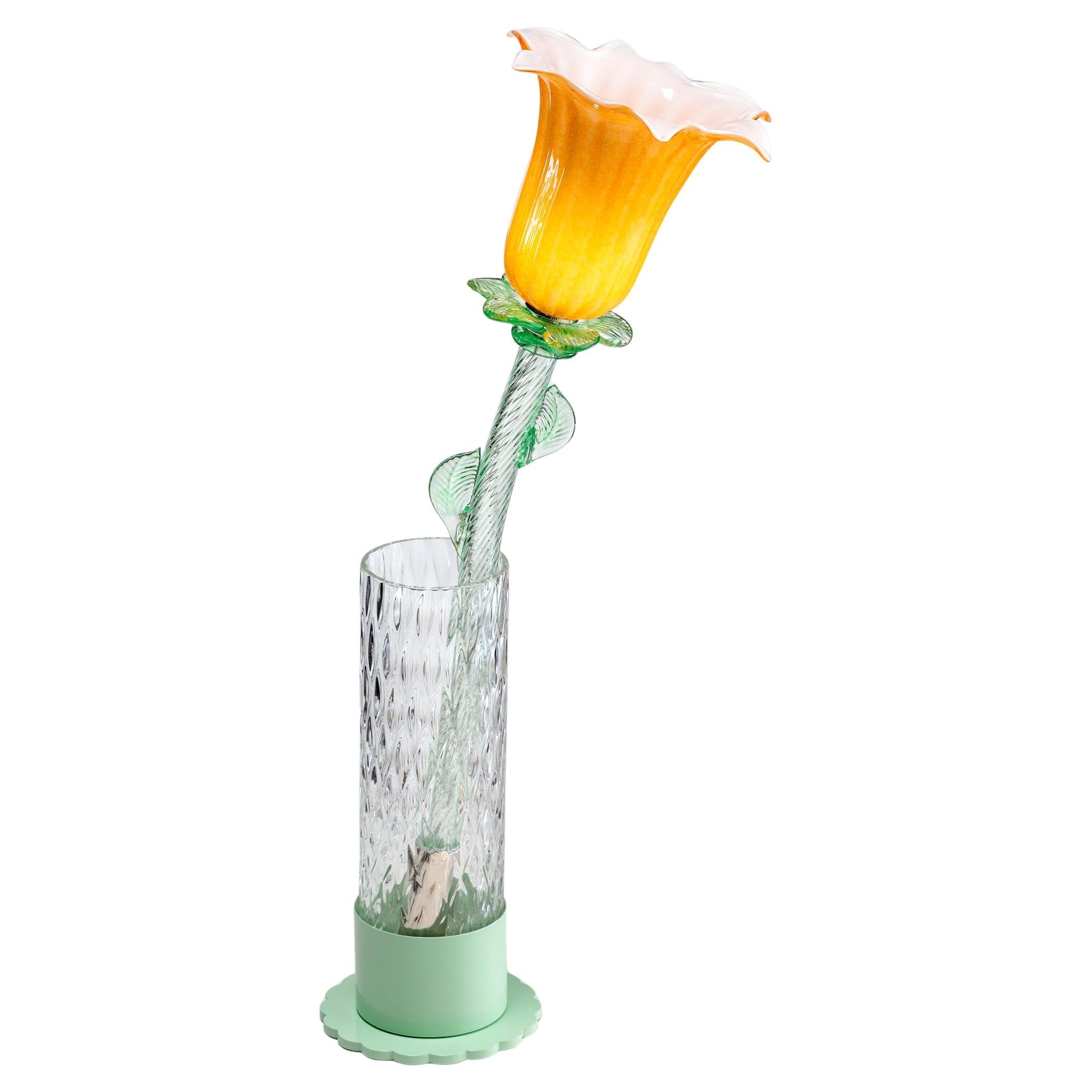 Lampe de table moderne Murano Glass Flower Alessandra Baldereschi Handmade
