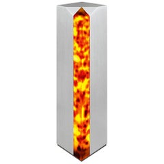 Lámpara de Sobremesa Moderna 'Obelisco' en Acero Inoxidable y Efecto Caparazón de Tortuga