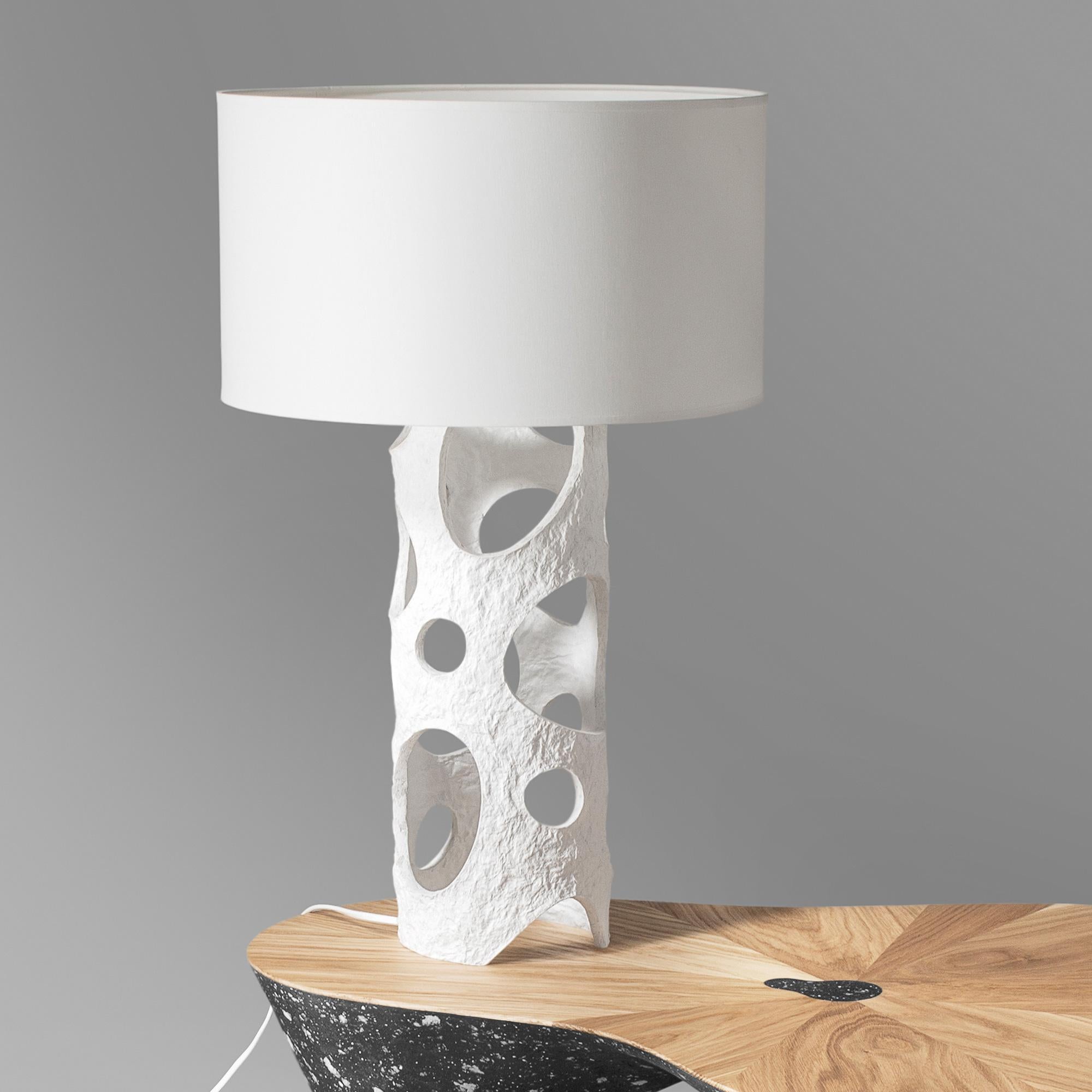 Hand-Crafted Contemporary White Table Lamp, Organic Modern by Donatas Žukauskas For Sale