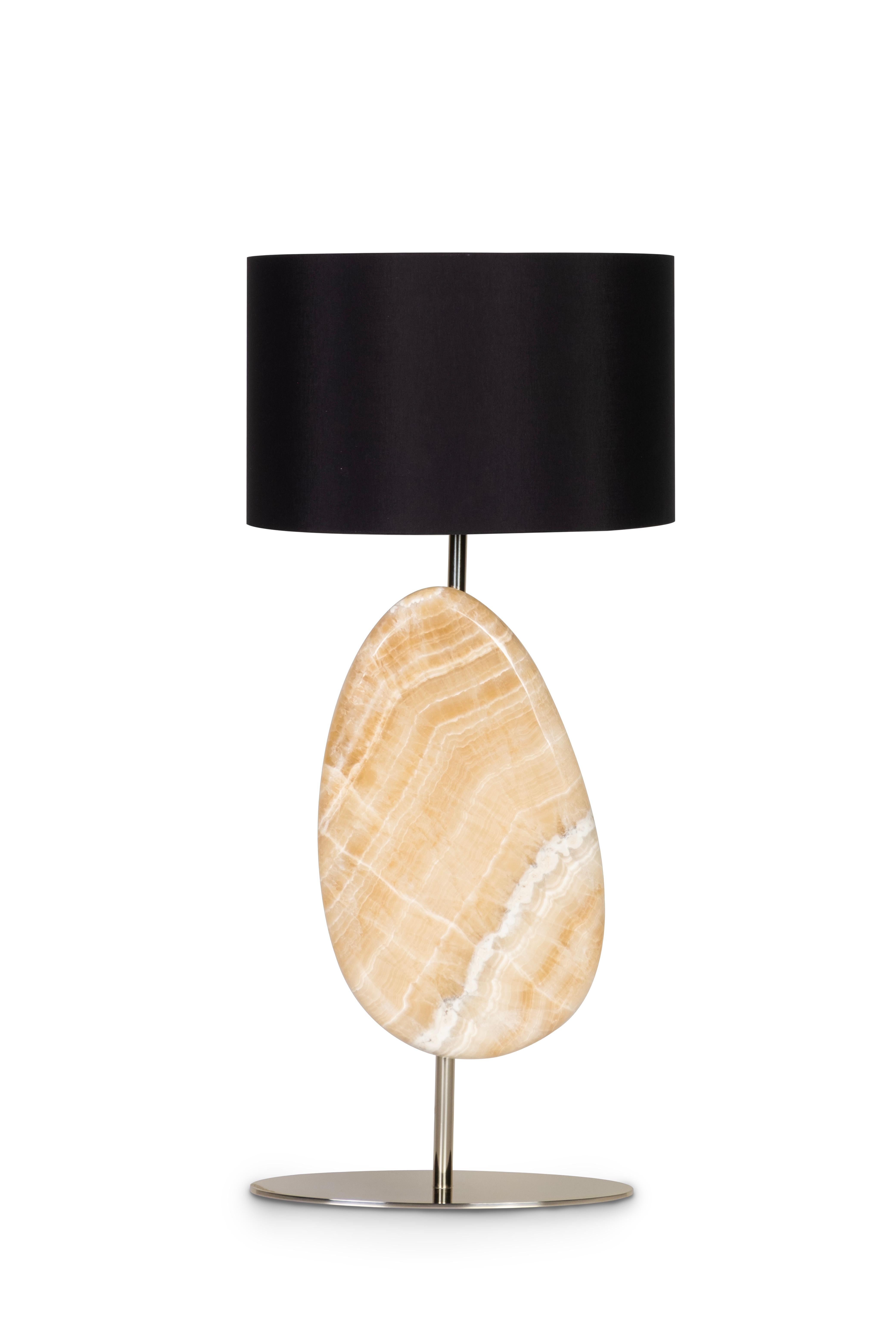 Acier inoxydable Lampe de table moderne, SET/2, Shadow Onyx, abat-jour noir, fait main au Portugal en vente
