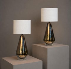 Modern Table Lamps, Distressed Bronze Glass Finish, Lucite, USA, 21st c.