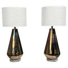Modern Table Lamps, Distressed Bronze Glass Finish, Lucite, USA, 21st c.