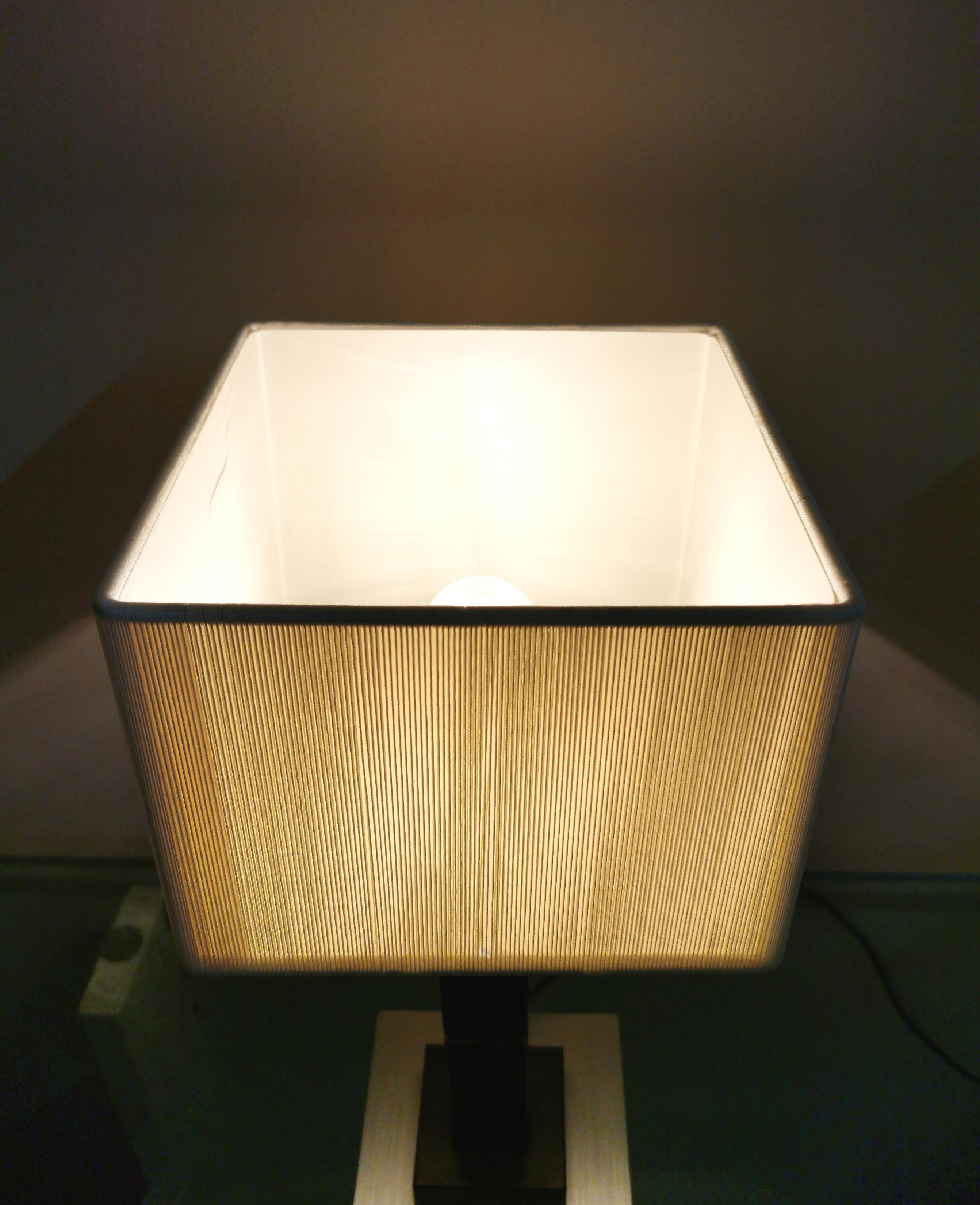 Modern Table Lamps Black Enameled Metal Aluminum Silk Italian Design 1990s 8