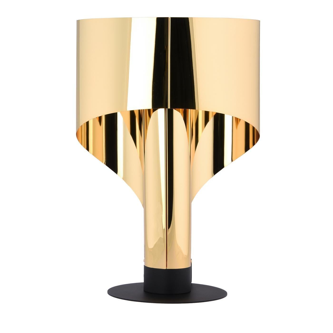 italien Lampe de bureau moderne Corsini et Wiskemann finition dorée aluminium en vente