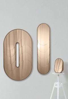 Modern Small Table Mirror "Baggage Claim-M" Small in Champagne By Muge Kahraman
