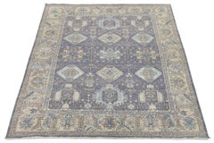 Modern Tabriz Style Rug – Lavender & Slate Blue Hand-Knotted Wool and Silk 9x12