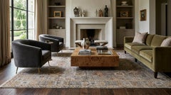 Modern Tabriz Style Wool Rug – Hand-Knotted Transition in Gray, Ochre & Taupe