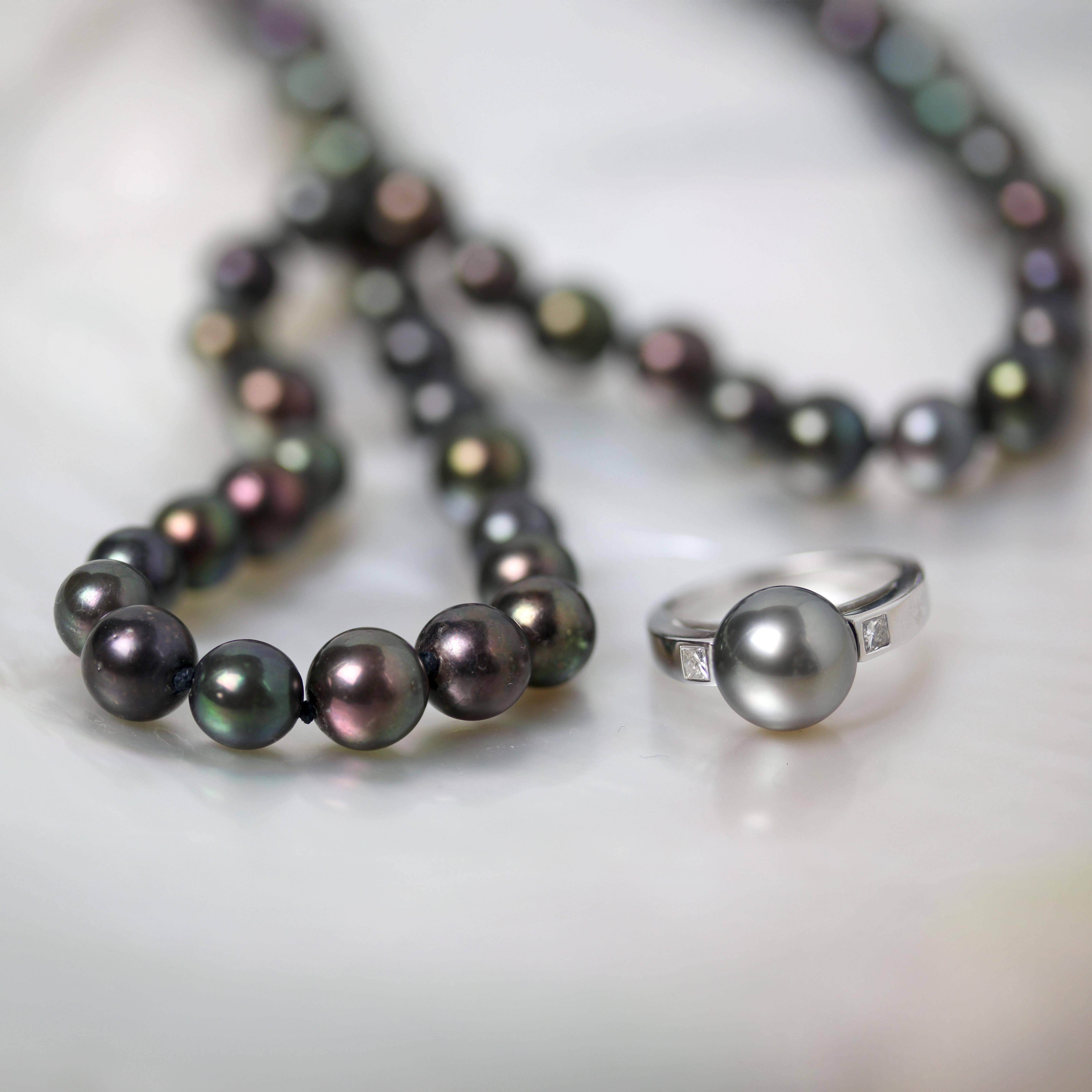 Collana moderna con perle di coltura di Tahiti in vendita 11