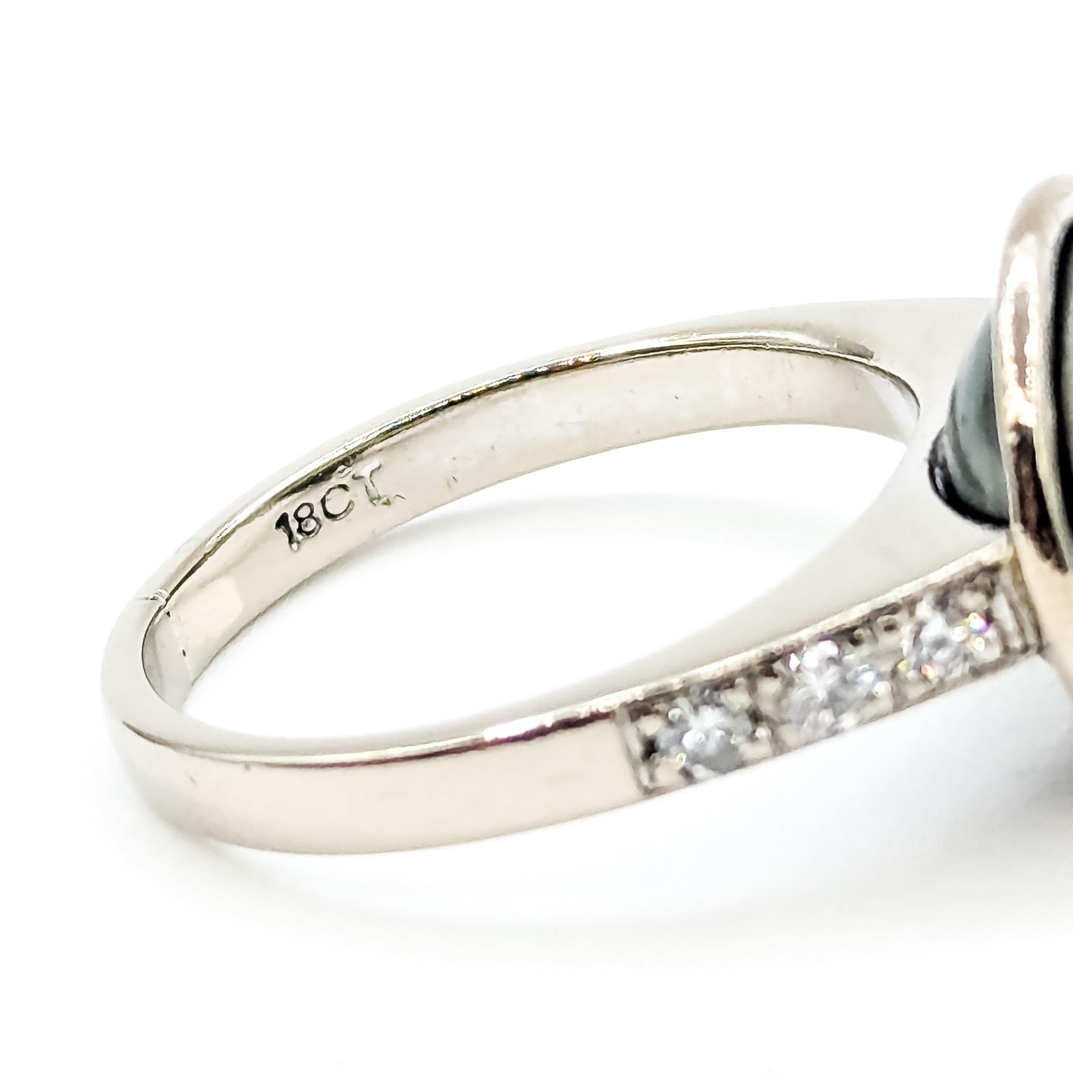 Moderner Ring mit Tahiti-Perlen und Diamanten aus 18 Karat Weißgold im Angebot 5