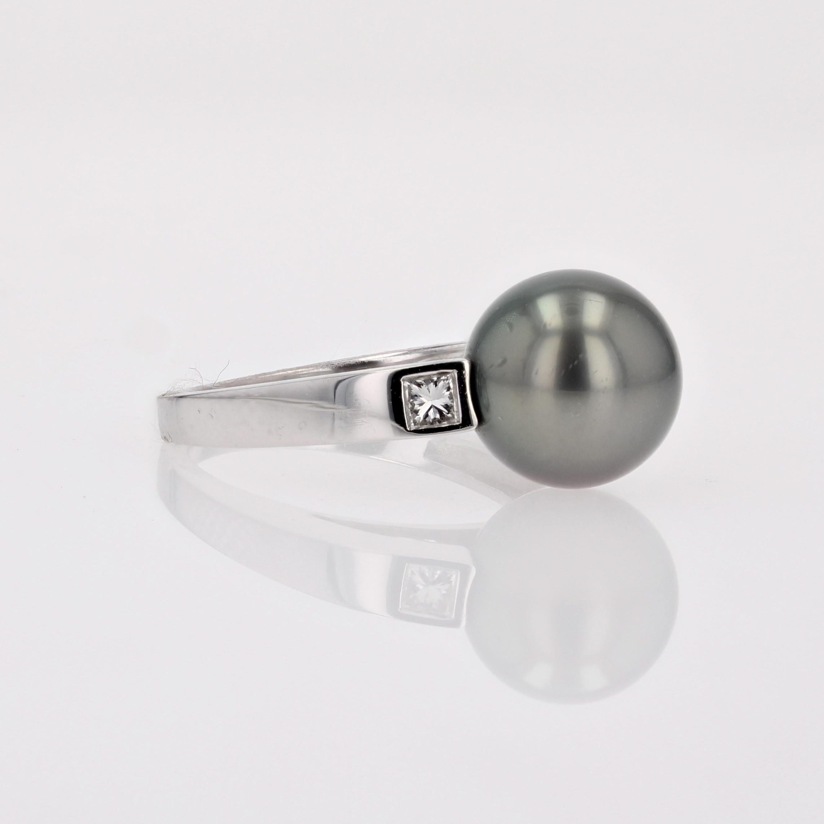 Anello moderno con perle di Tahiti e diamanti in oro bianco 18 carati in vendita 5