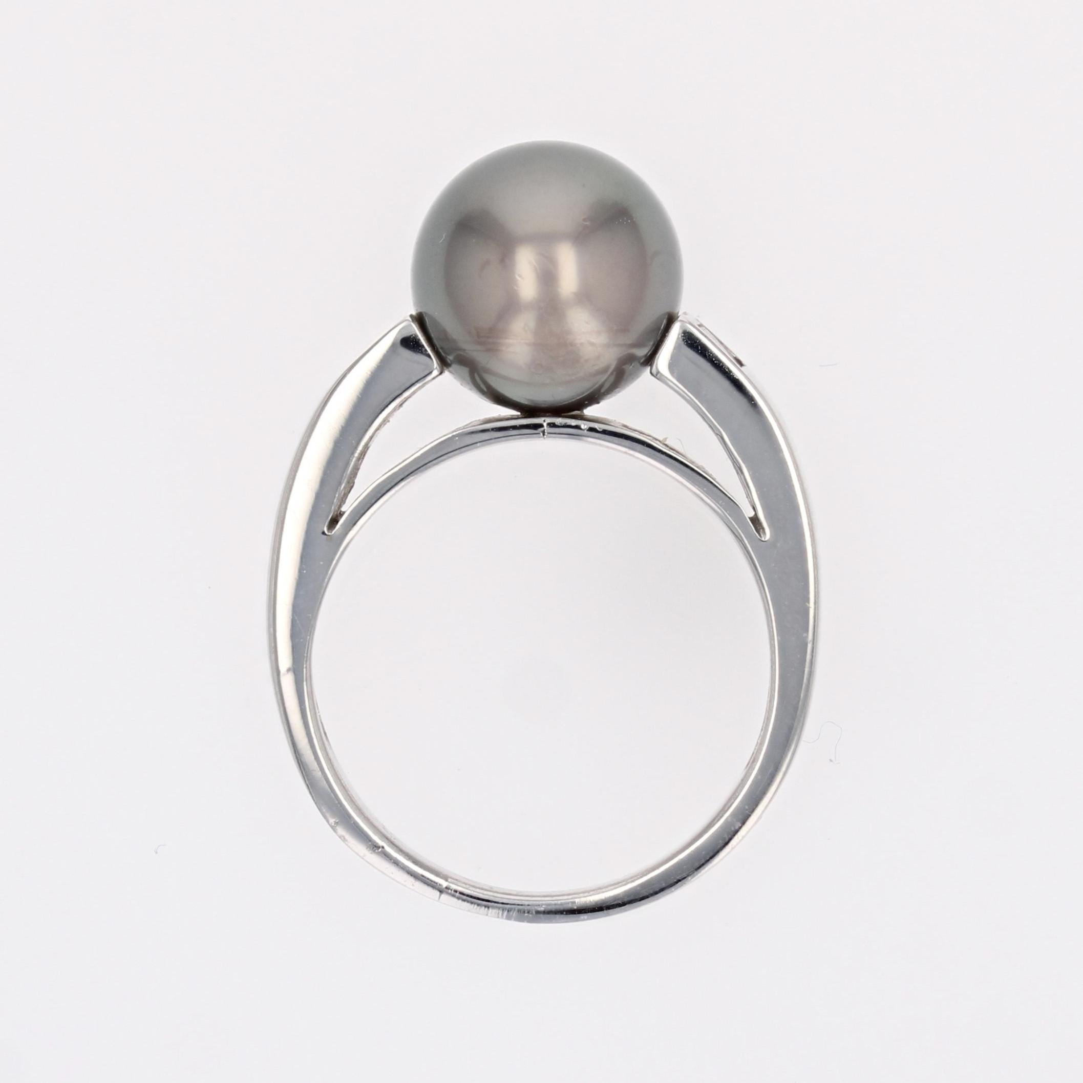 Anello moderno con perle di Tahiti e diamanti in oro bianco 18 carati in vendita 9