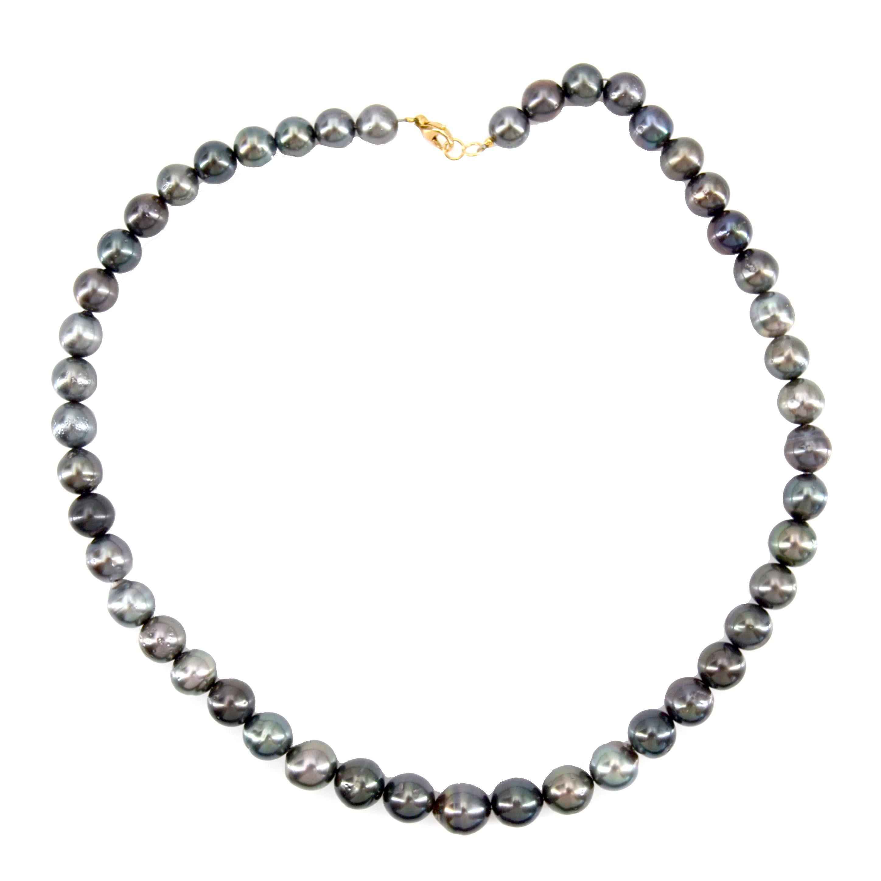 Bead Modern Tahitian Pearls 18 Karat Yellow Gold Necklace
