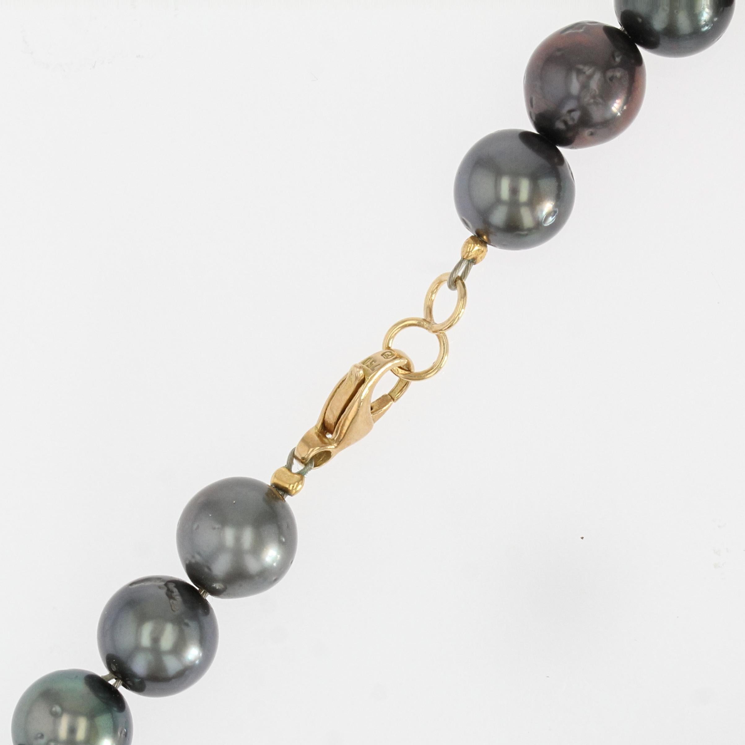 Modern Tahitian Pearls 18 Karat Yellow Gold Necklace 3