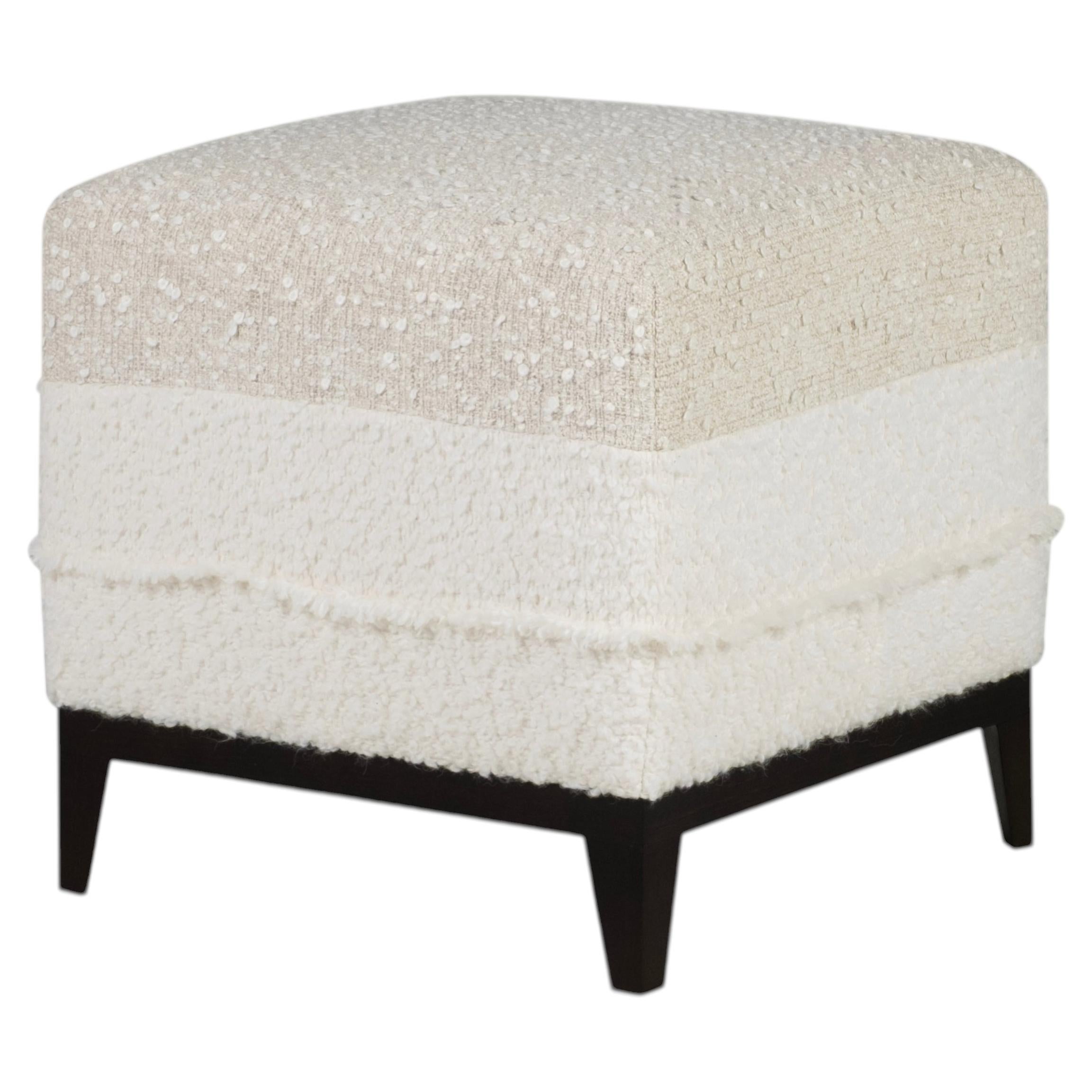 Modern Talasnal DEDAR Boucle Pouf Ottoman, Handmade in Portugal by Greenapple