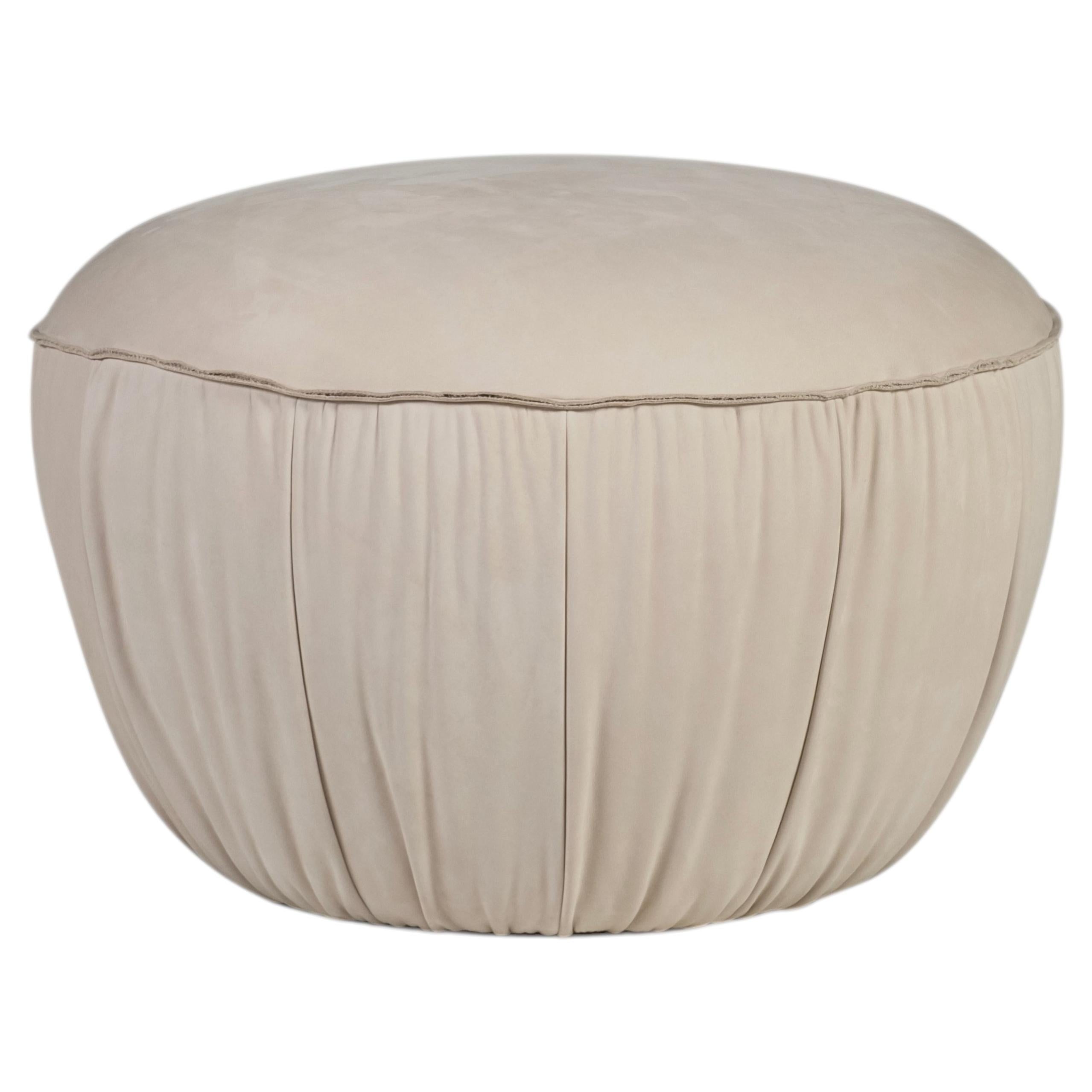 Modern Tamborim Leather Pouf Ottoman, Handmade in Portugal By Greenapple
