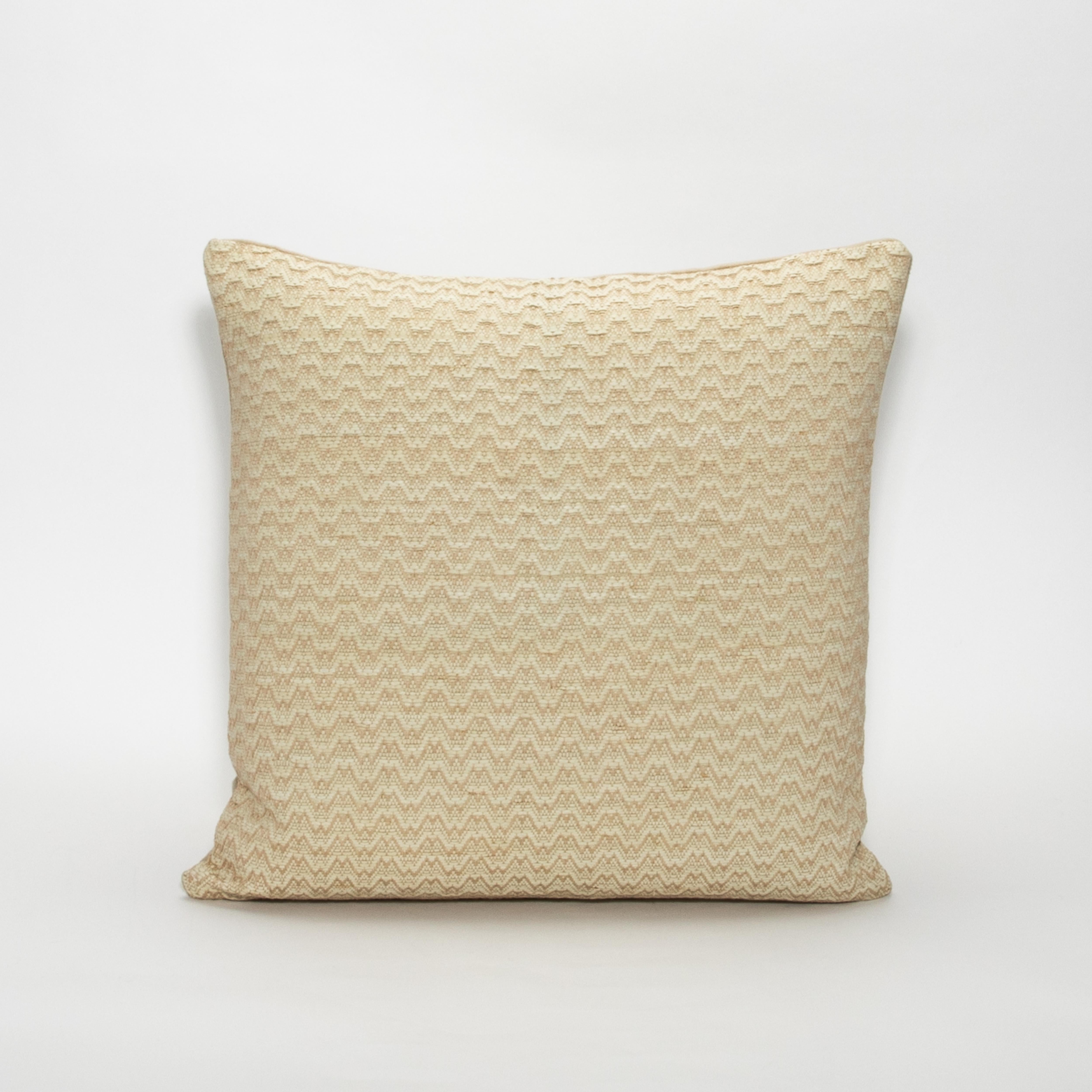 American Modern Tan Leather Chevron Decorative Pillow by MOGUL For Sale