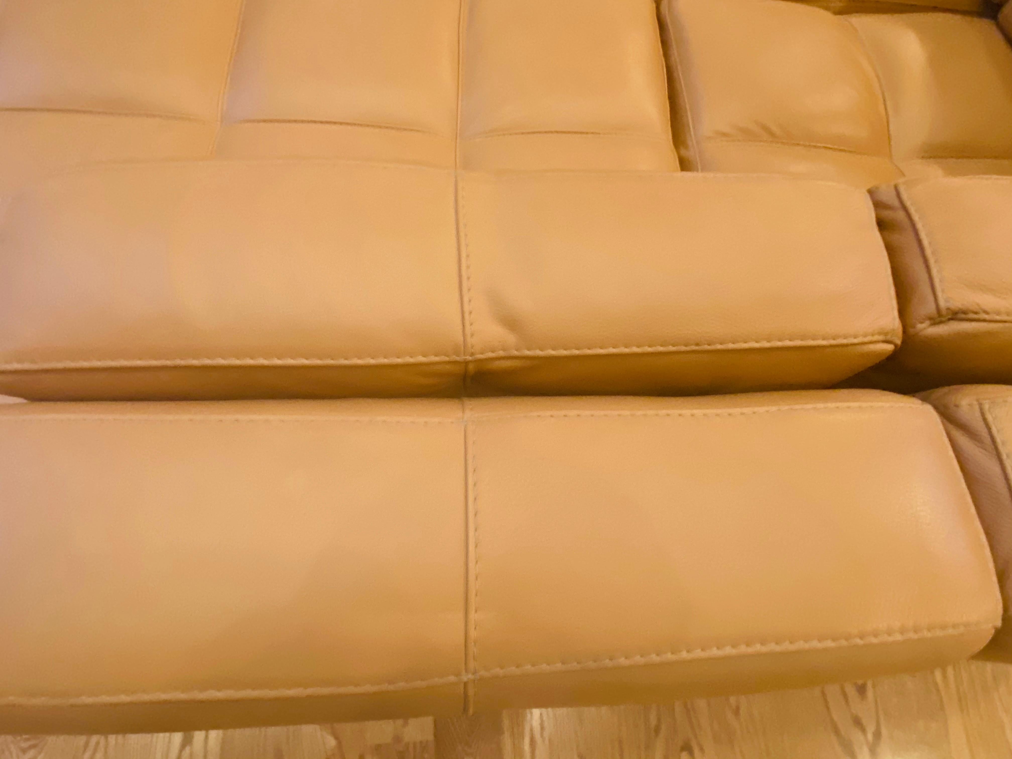Modern Tan Leather Sectional Sofa by Roche Bobois 10
