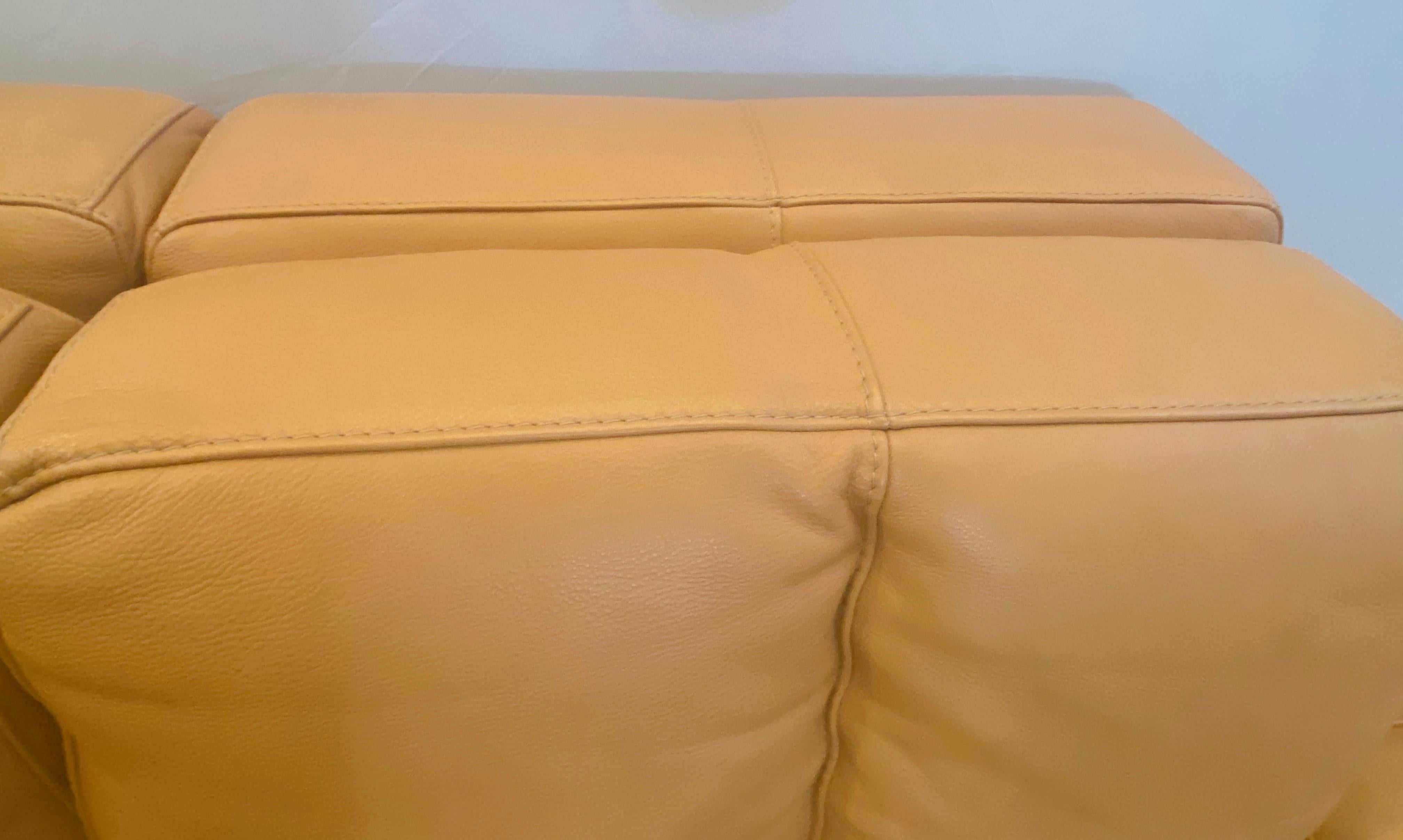 Late 20th Century Modern Tan Leather Sectional Sofa by Roche Bobois