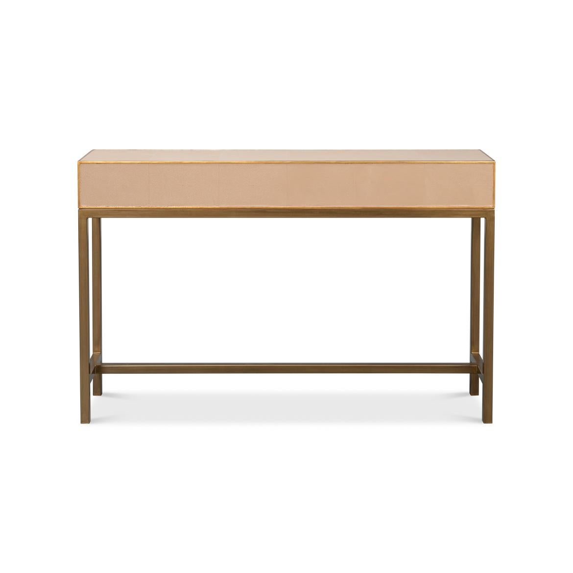 Métal The Moderns Console enveloppée de cuir Tan en vente