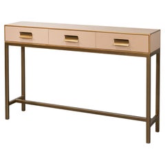 Modern Tan Leather Wrapped Console