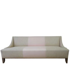 Beige Linen & Pink Fabric Custom Made “Fashionista” Sofa with Matching Pillows