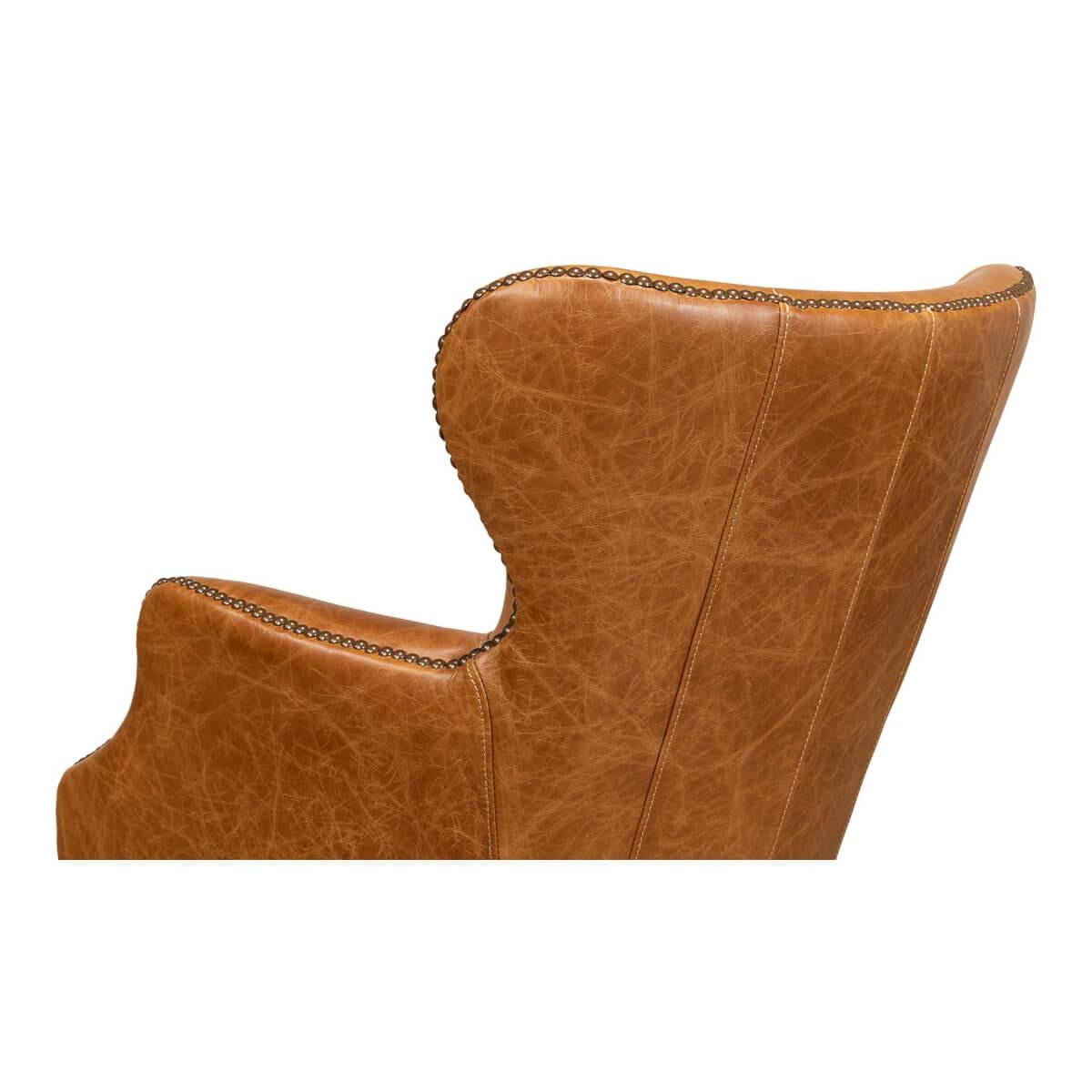 Modern Tan Saddle Leather Desk Chair For Sale 1