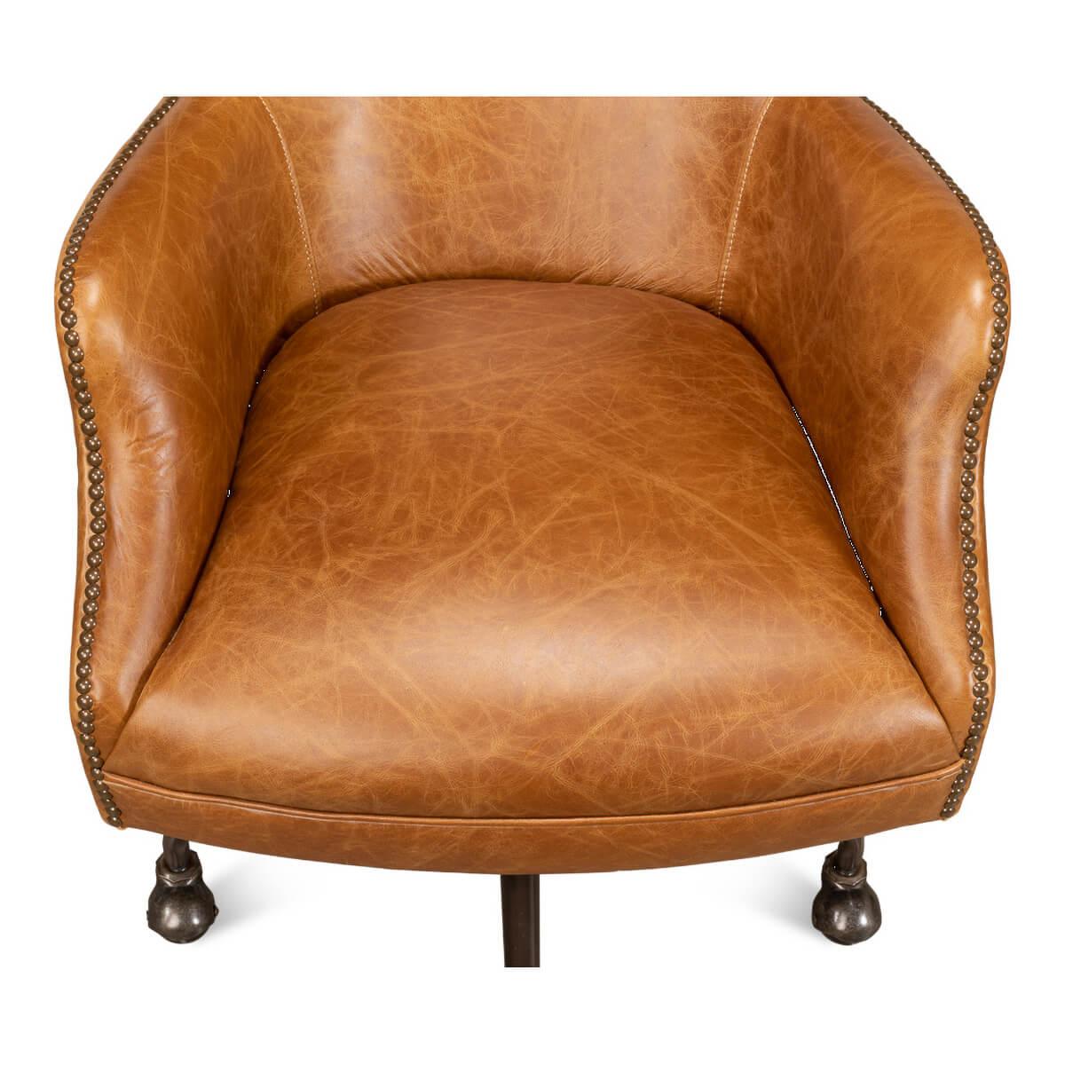 Modern Tan Saddle Leather Desk Chair For Sale 9