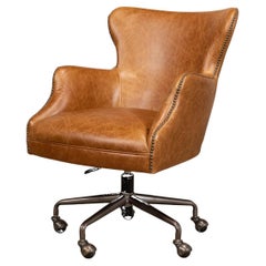 Modern Tan Saddle Leather Desk Chair