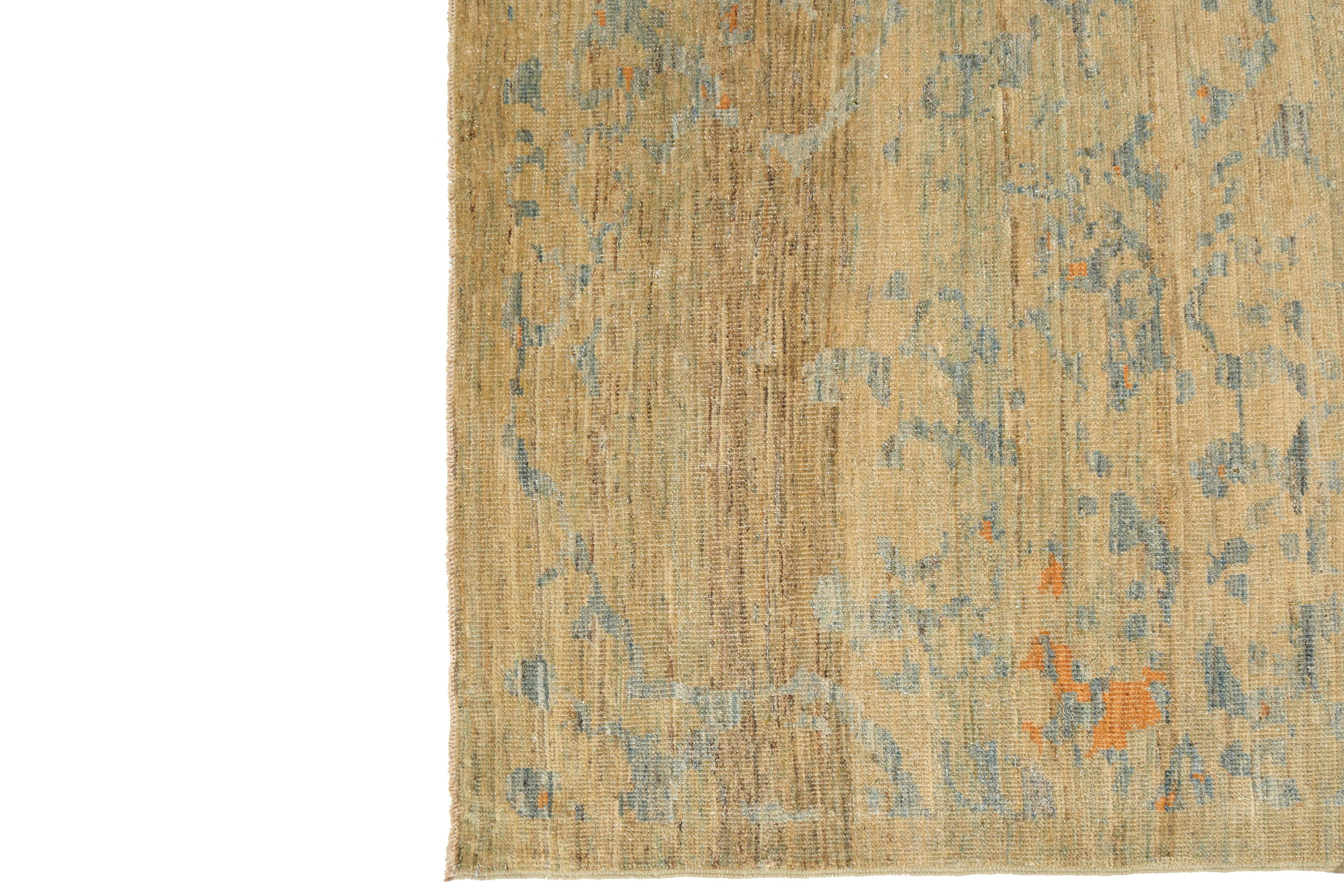 Tribal Modern Tan Turkish Sultanabad Rug For Sale