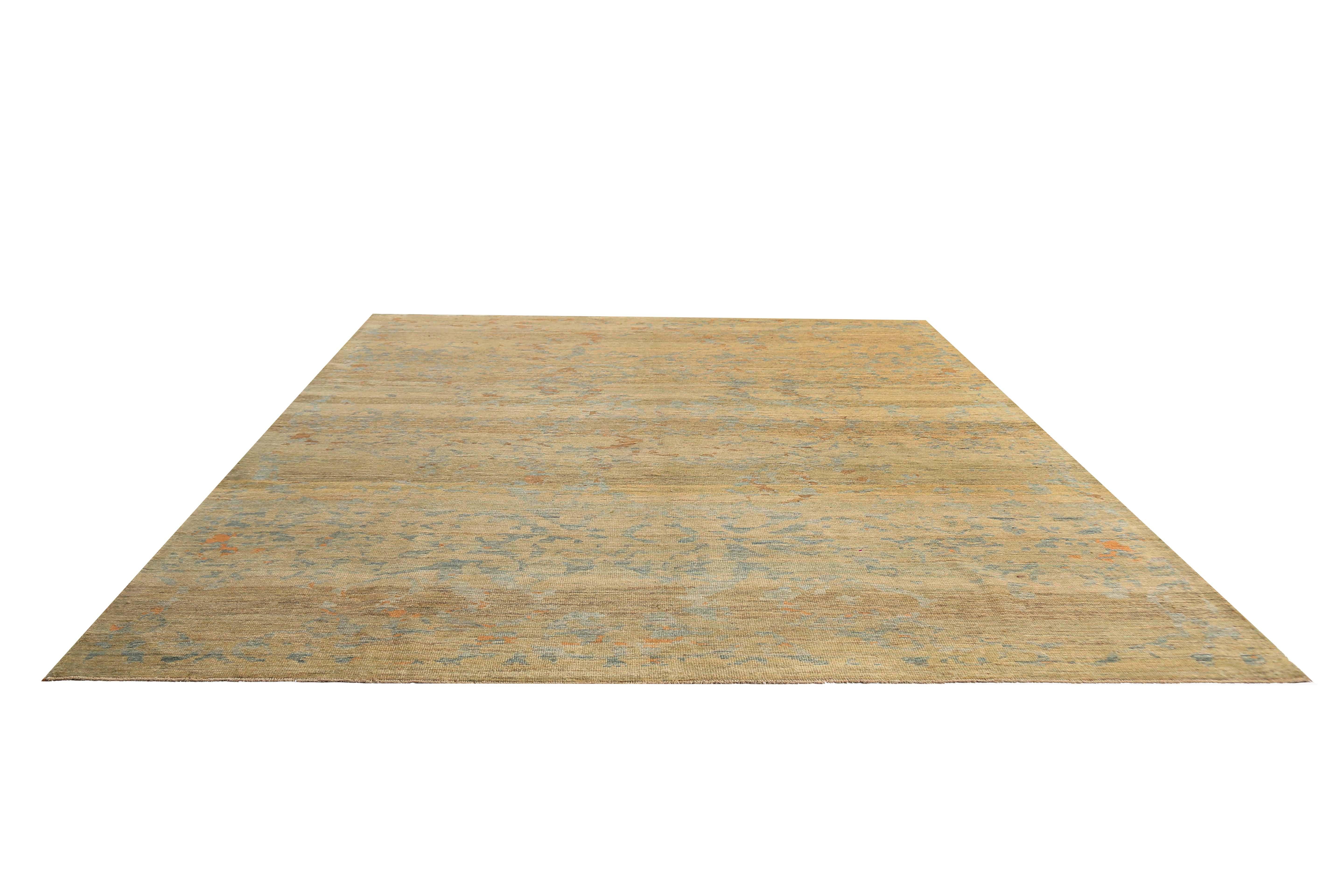 20th Century Modern Tan Turkish Sultanabad Rug For Sale