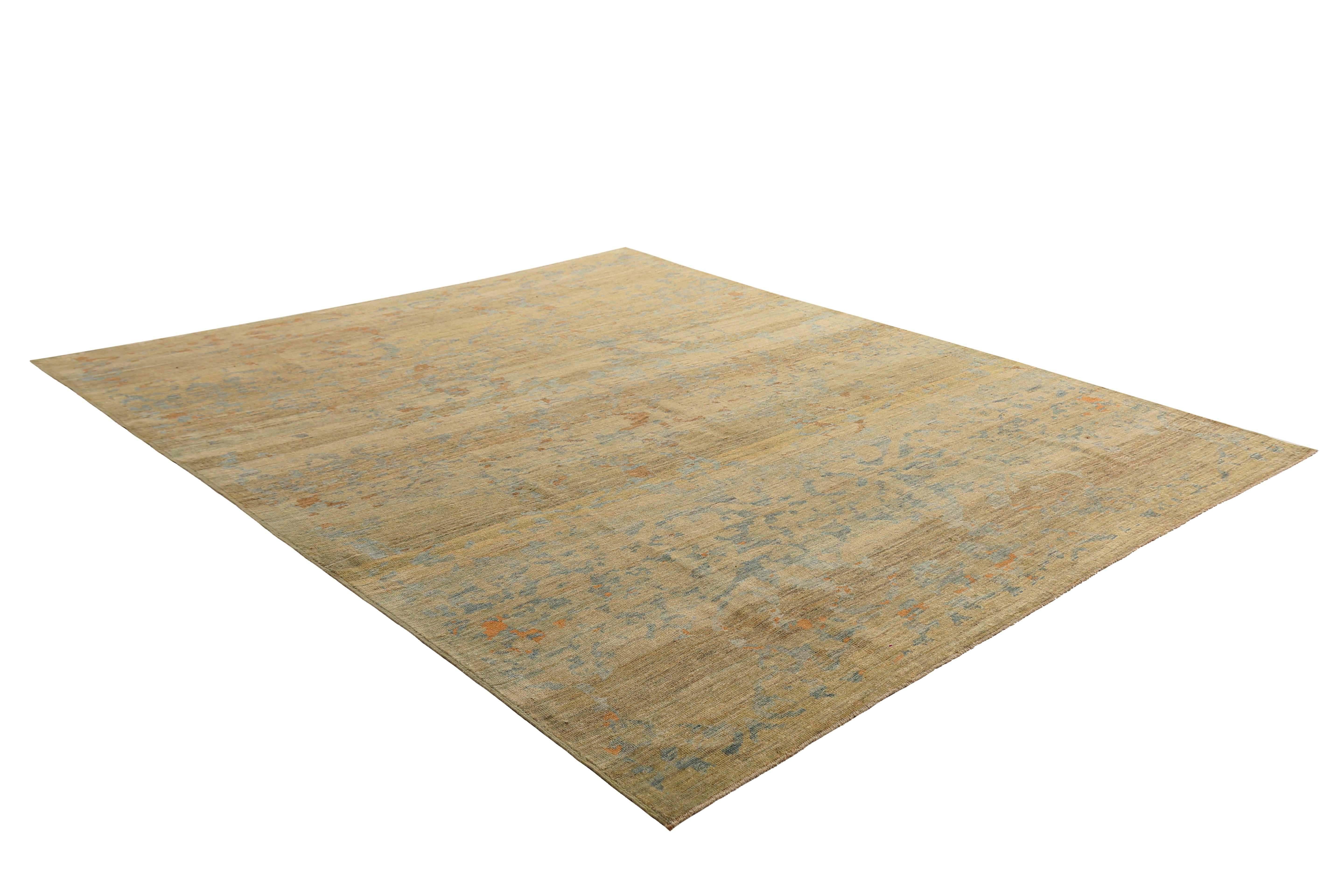 Modern Tan Turkish Sultanabad Rug For Sale 1
