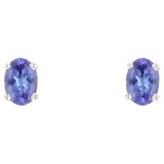 Modern Tanzanite 18 Karat White Gold Stud Earrings