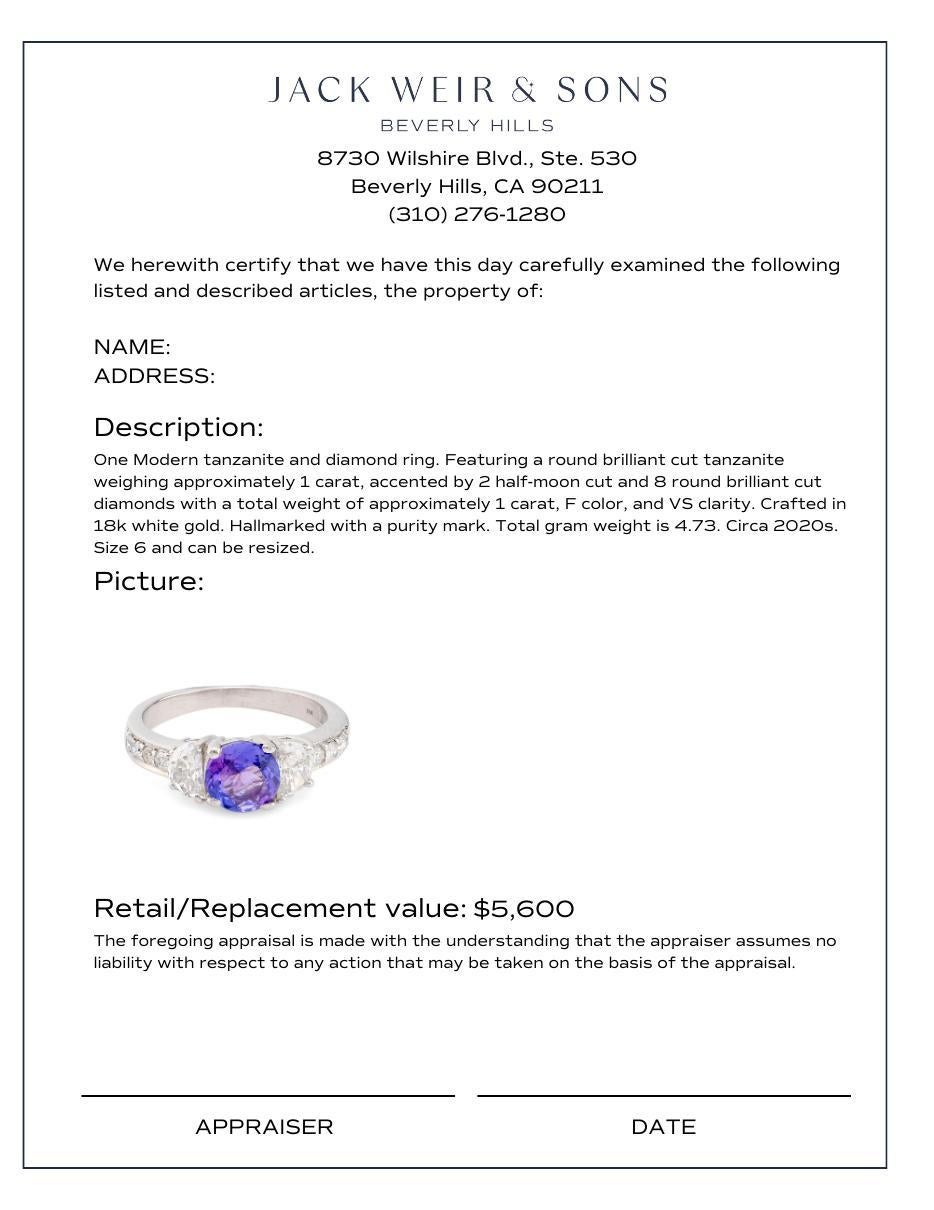 Moderner Tansanit-Diamant-Ring aus 18 Karat Weißgold für Damen oder Herren im Angebot