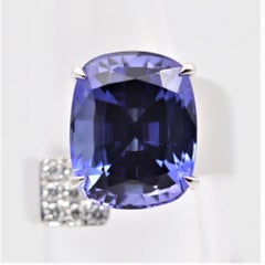Modern Tanzanite Diamond Platinum Ring