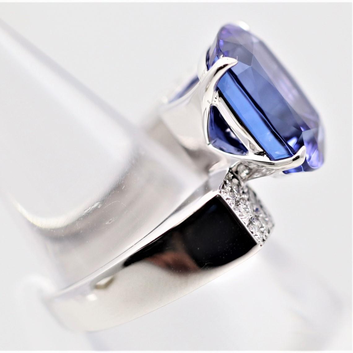 Mixed Cut Modern Tanzanite Diamond Platinum Ring For Sale