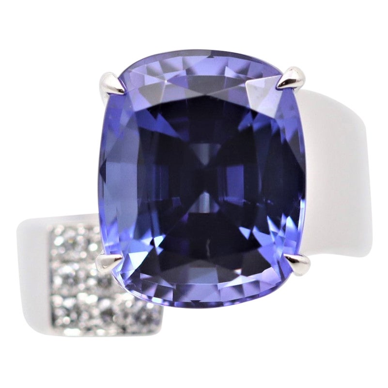 Moderner Tansanit-Diamant-Platinring