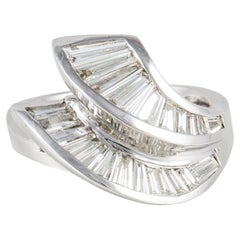 Modern Tapered Baguette Diamond 18K White Gold Ring