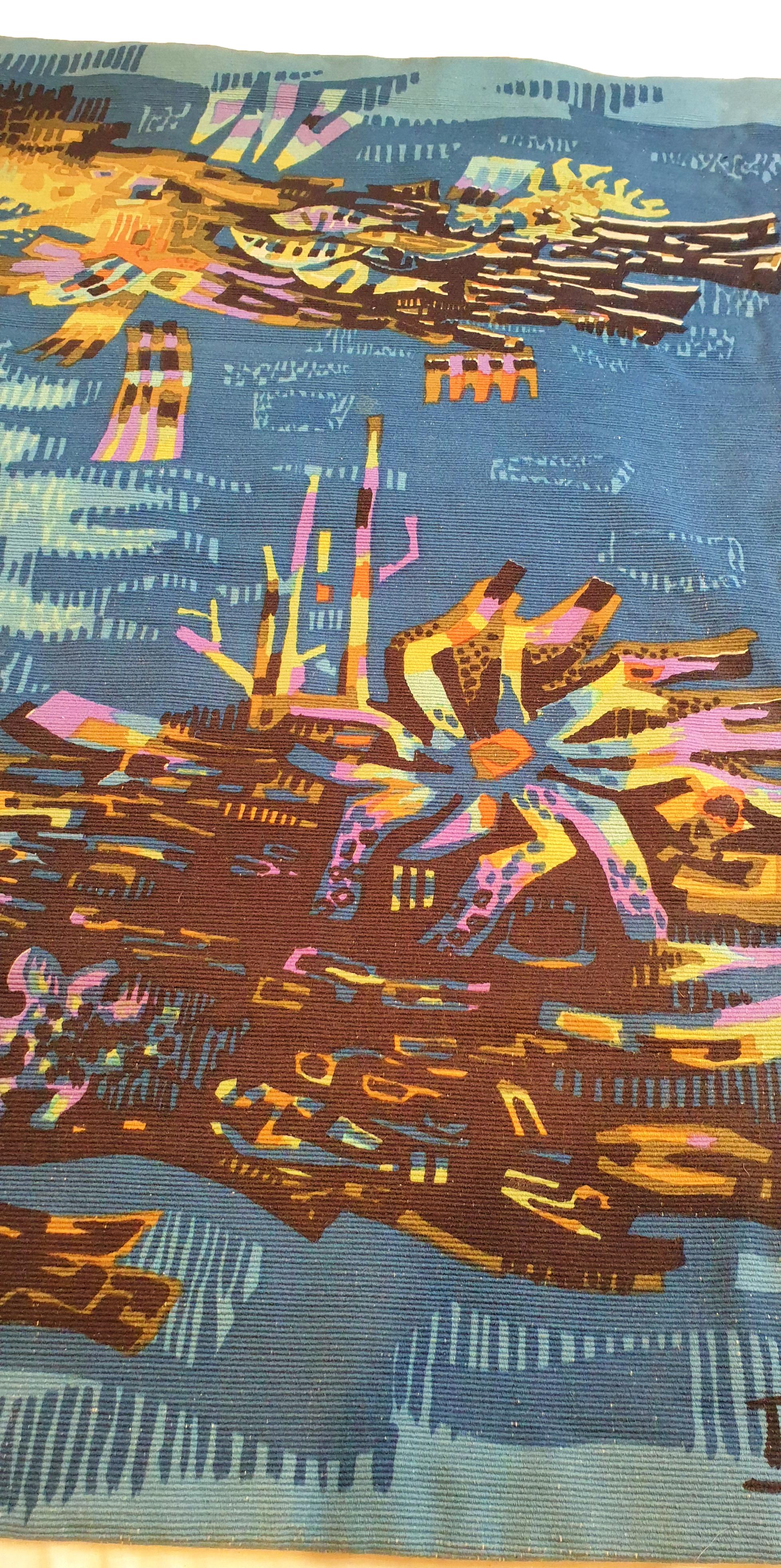 Mid-Century Modern 772 -Tapestry Robert Debieve of the 20th Century  For Sale
