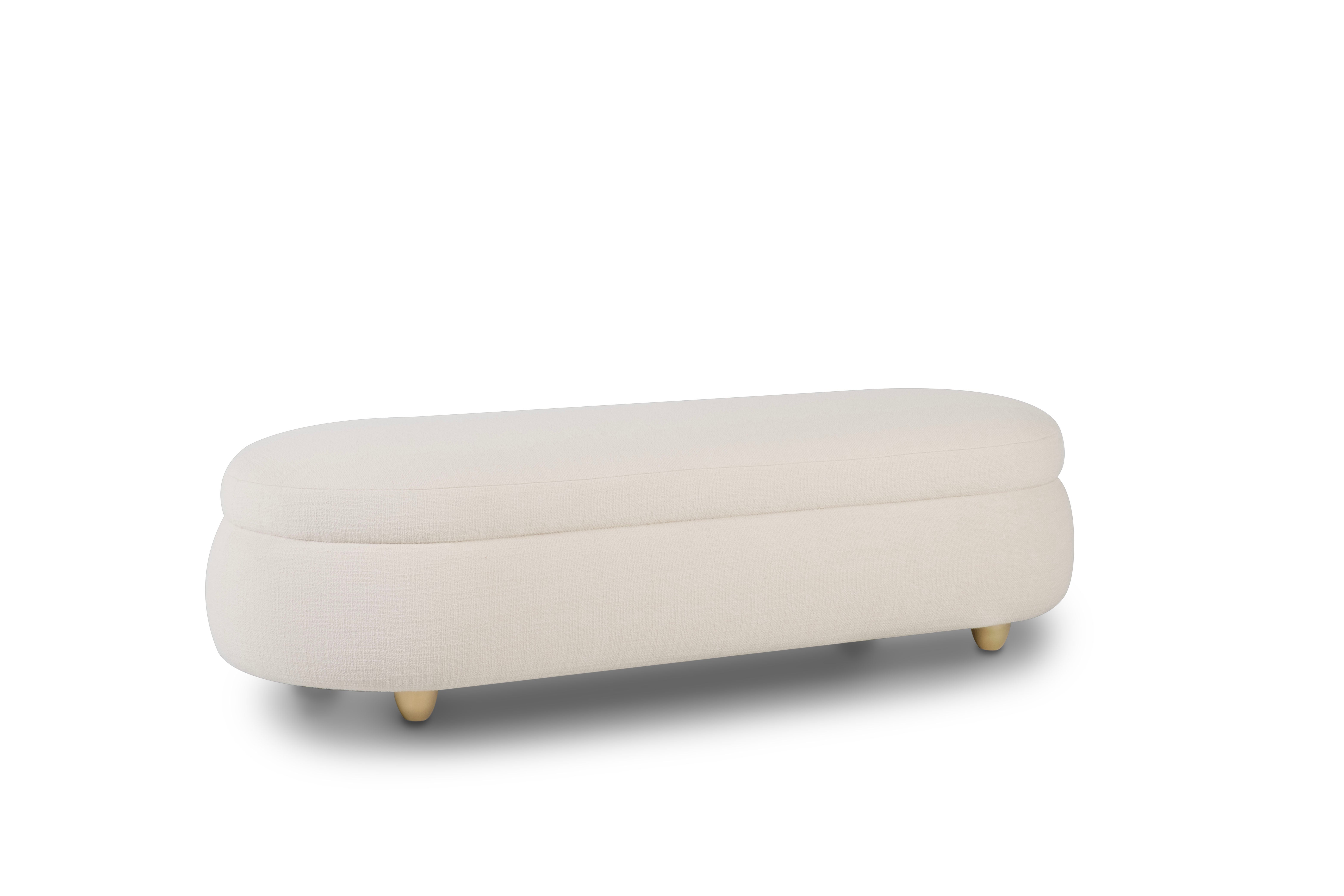 Sgabello da letto moderno Taranaki, panca, lana Dedar, fatto a mano in Portogallo da Greenapple