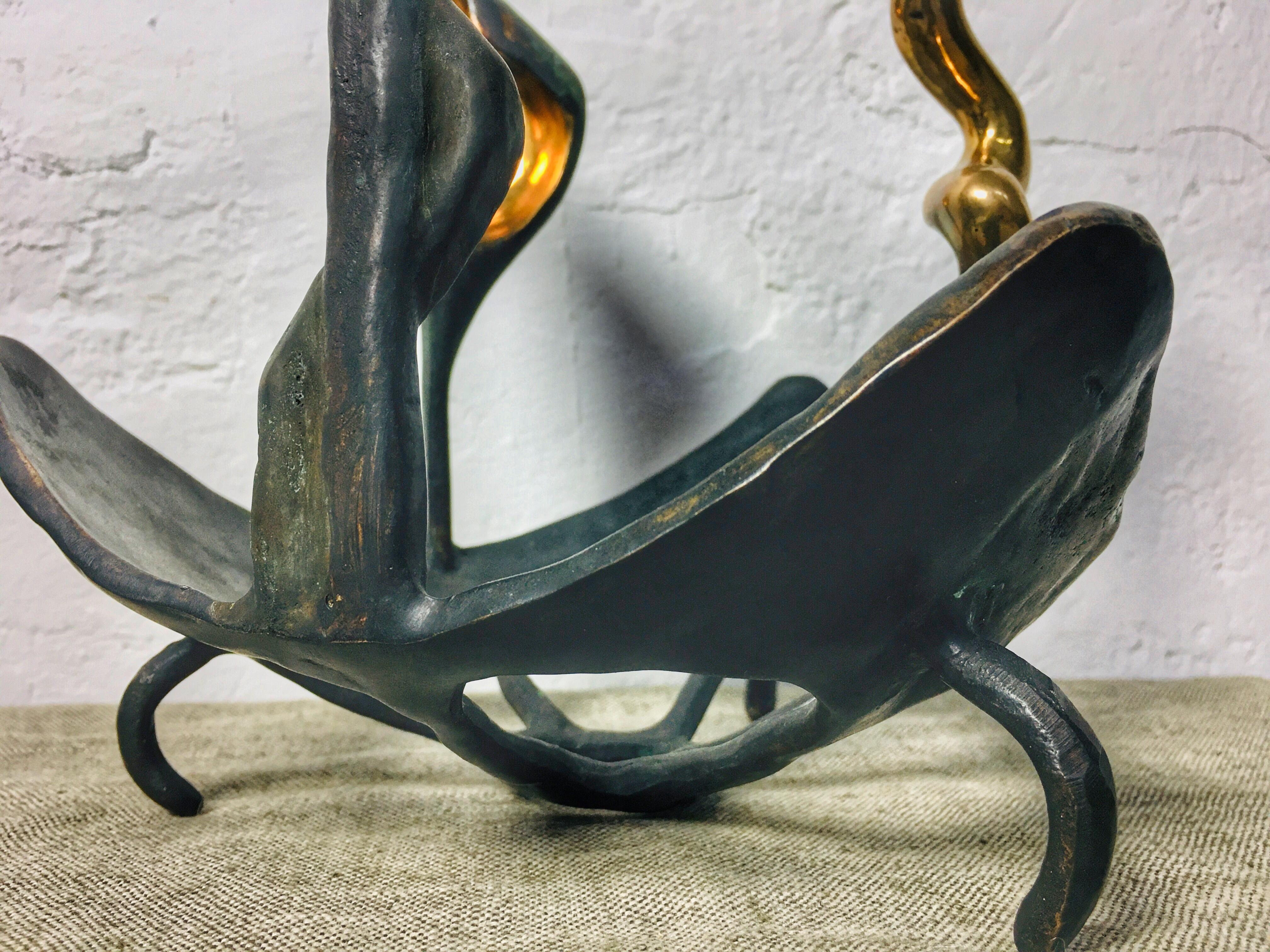 Late 20th Century Three figure Modern Abstract Tarnished Bronze Sculpture For Sale 8