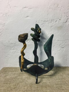 Fin du 20ème siècle Trois figures Modernes Abstraites Sculpture en bronze terni